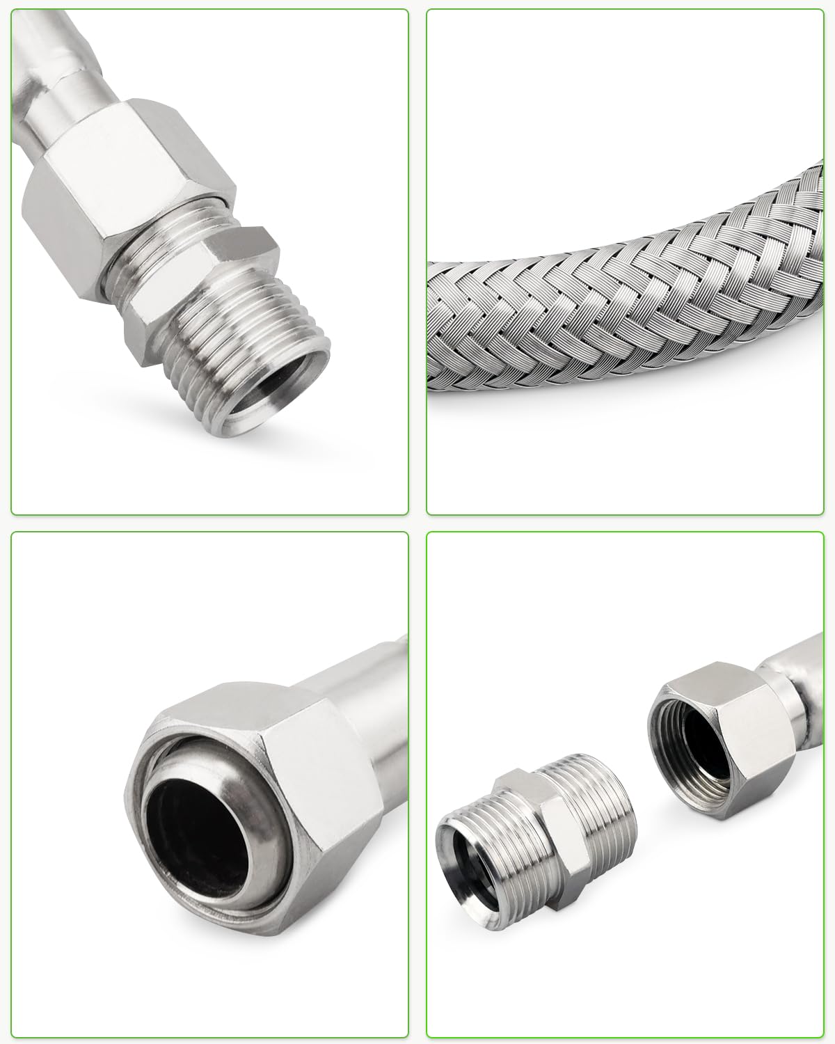 2 X 50,8 Cm Kompressor-Überbrückungsschlauch Aus Edelstahl – 1,27 Cm NPT, Temperaturbeständig Von -45,6°C Bis 398,9°C, Reduziert Vibrationen Für Längere Gerätelebensdauer