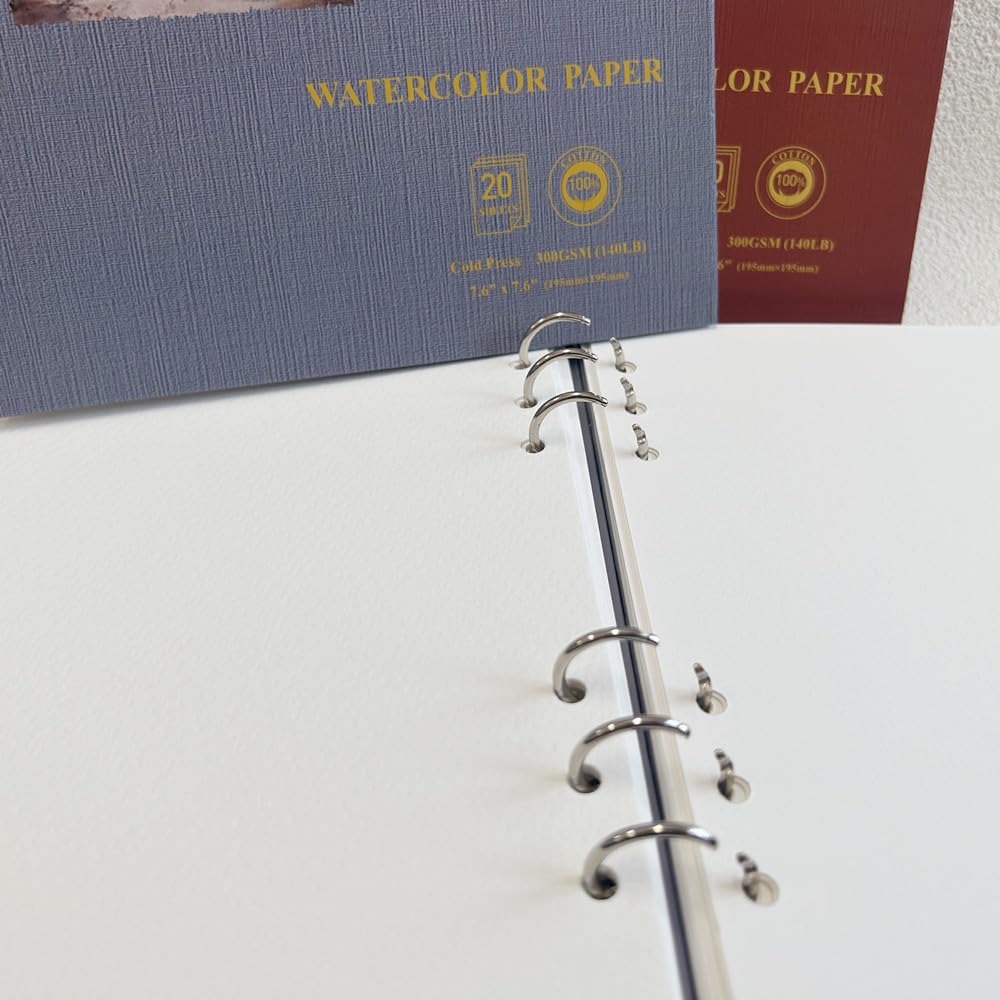 MAIMOUFIN Szkicownik akwarelowy, 100% bawełniany papier akwarelowy, 19 cm x 19,3 cm, 20 arkuszy (63,5 kg/300 g/m²) prasa na gorąco, kwadratowy dziennik akwarelowy w twardej okładce, podkładka