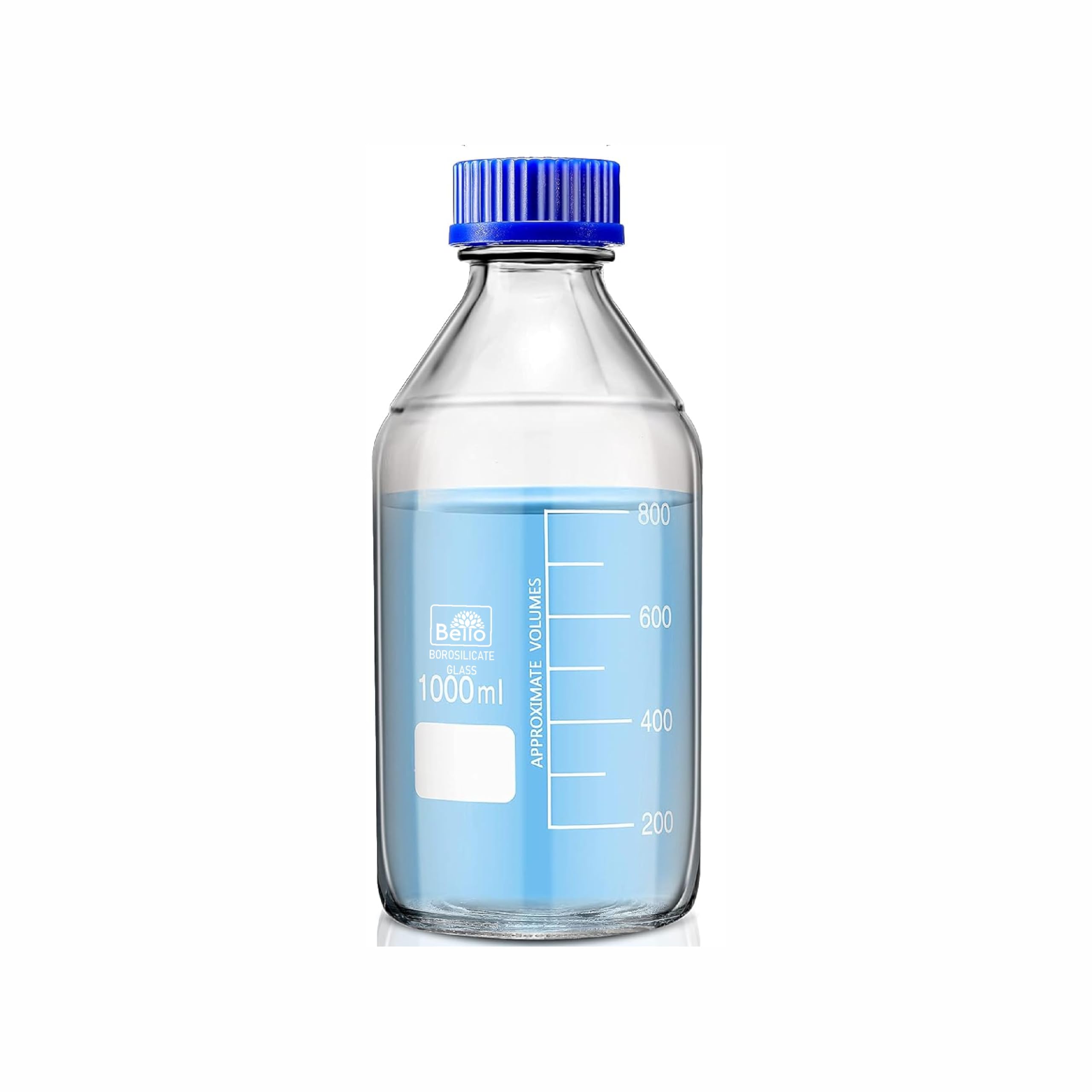Bello Borosilicate Glass reagent bottle 1000ml with leak proof Blue Screw Cap pack of 1 for glassware wide mouth chemical bottles for lab, laboratory, kitchen and professional use-image-31