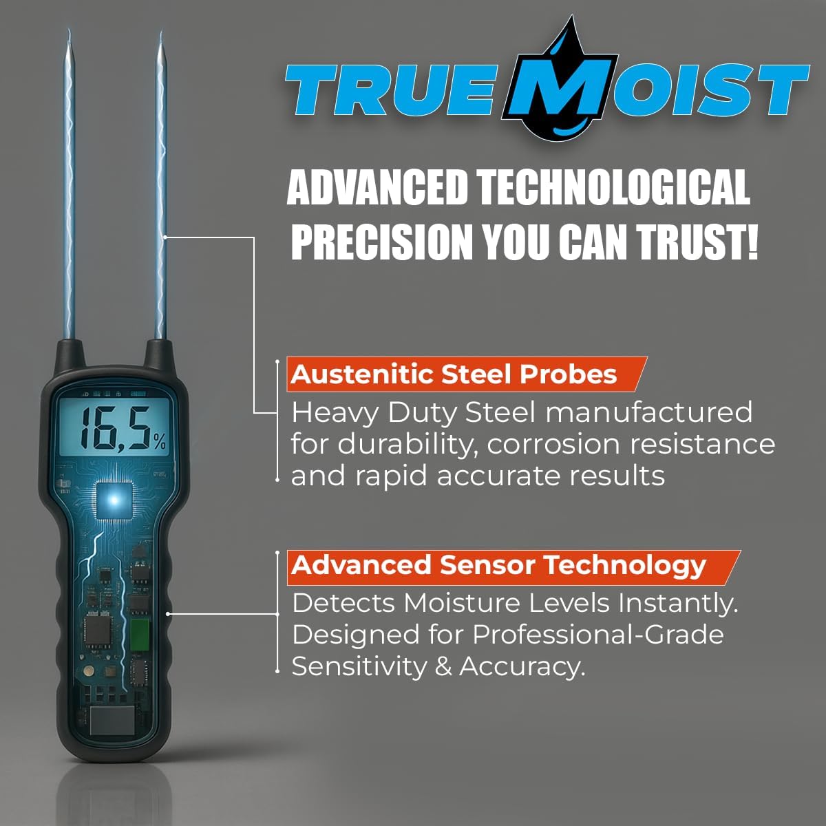 Digital Hay Moisture Meter Tester – TrueMoist™ Tech, Heavy‑Duty Probe for Hay, Alfalfa, Clover, Grass – Fast, Accurate Moisture Readings for Farming & Livestock
