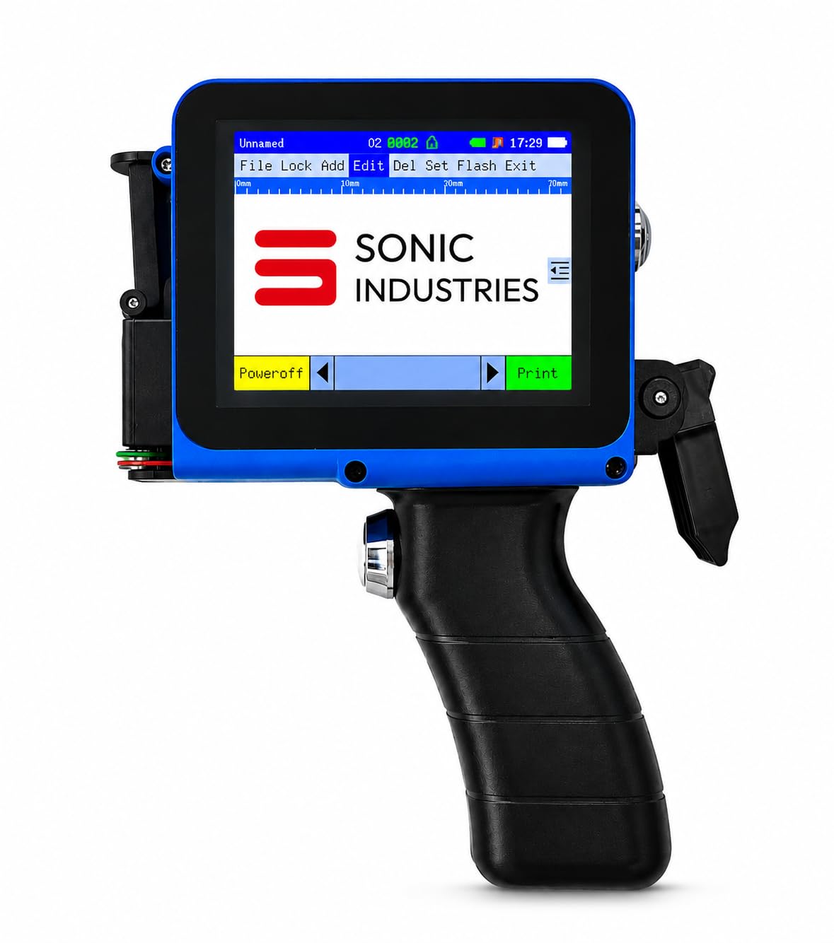 sonic industries mini pop batch coding printer, portable handheld tij inkjet printer for mrp, batch no., mfg & exp date, barcode, qr code, logo & text printing on pouch, box, bottle & packaging