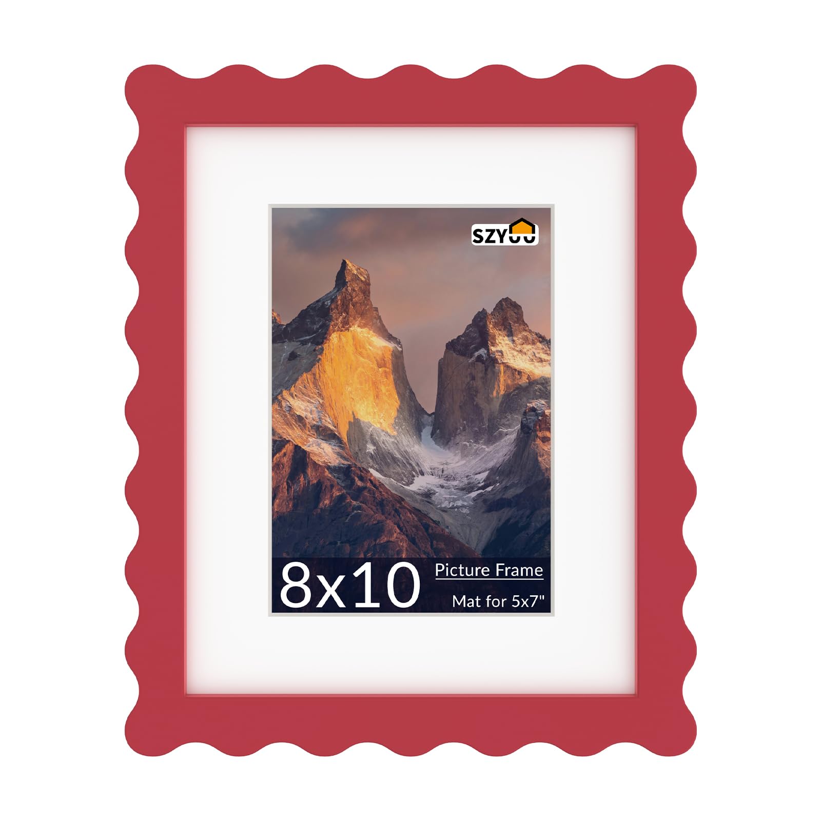 SZYUU 8x10 Wavy Picture Frame with Real Glass, Tabletop & Wall Mount