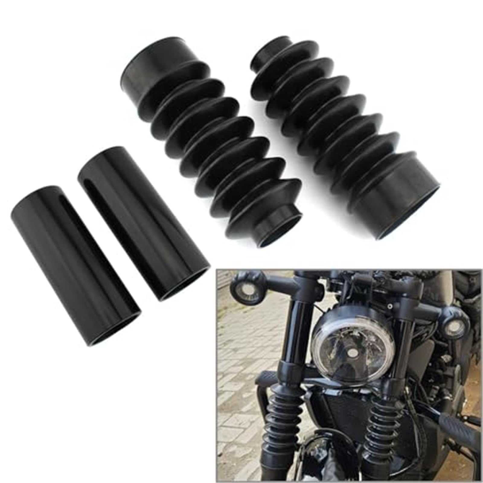 Przód, widelec Gators Gaiters Cover Dust Boot Shock Guards Silica Black, do motocykla Harley, Nightster RH975 2022-2023 Regulowana wtyczka przedniego widelca