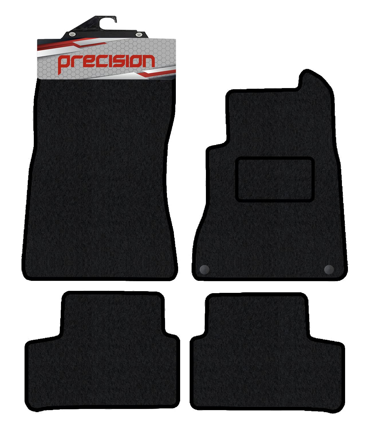 Precision - Tailored Car Mats - Intended for Mercedes A Class 2019-2022 - 4 Piece Set - Non-Slip Floor Mats - Black Carpet - Black Binding - Fittings Clips - SFP
