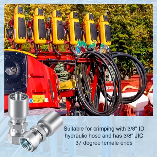 Blulu BLULU-FITTINGS-40 12 Pcs 3/8 Hose X 3/8 Jic 37° Hydraulic Hose Fittings Female Hydraulic Hose End Swivel Crimp Fitting Coupling Hydraulic Fittings thumb #3