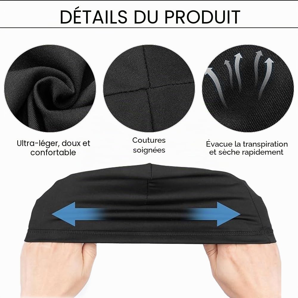 Cooling - Casquette de cyclisme sous casque, 3 pièces, respirante, en soie de glace, pour l'été, absorbe la transpiration, pour cyclisme, course, moto