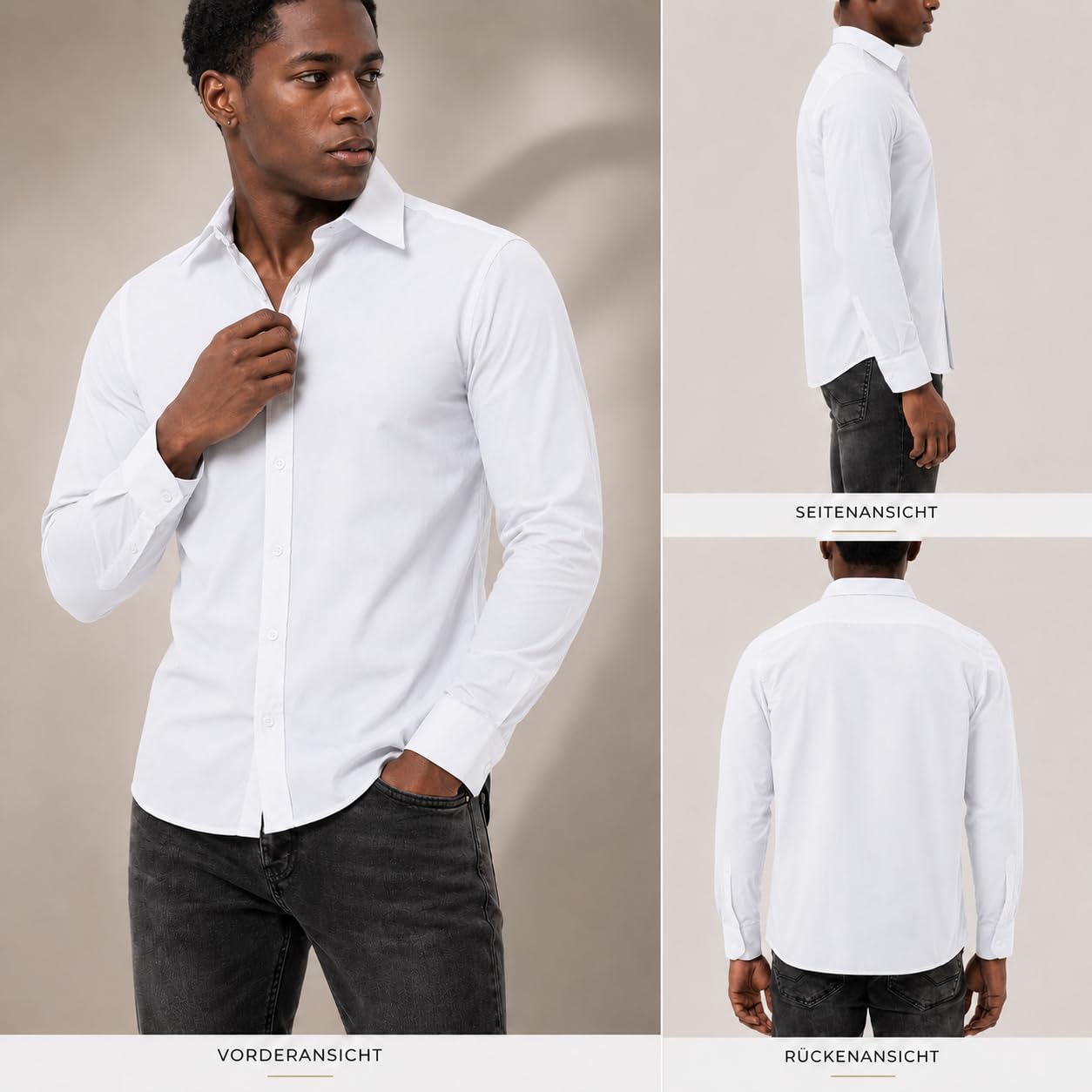 Redbridge Camicia da uomo basic, a maniche lunghe, vestibilità moderna, colletto a