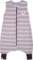 Saco de dormir infantil com pé Malha Listrada Branca e Cinza, Lefante, Branco, 2