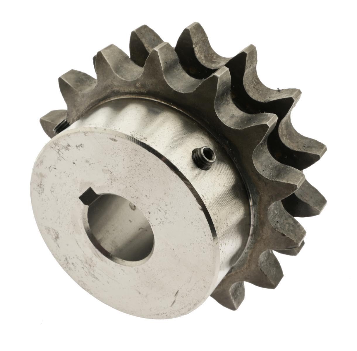 Duplex Kettenrad mit einseitger Nabe 06B-2 Zähnezahl 20 Bohrung H7 15mm Nut Gewinde