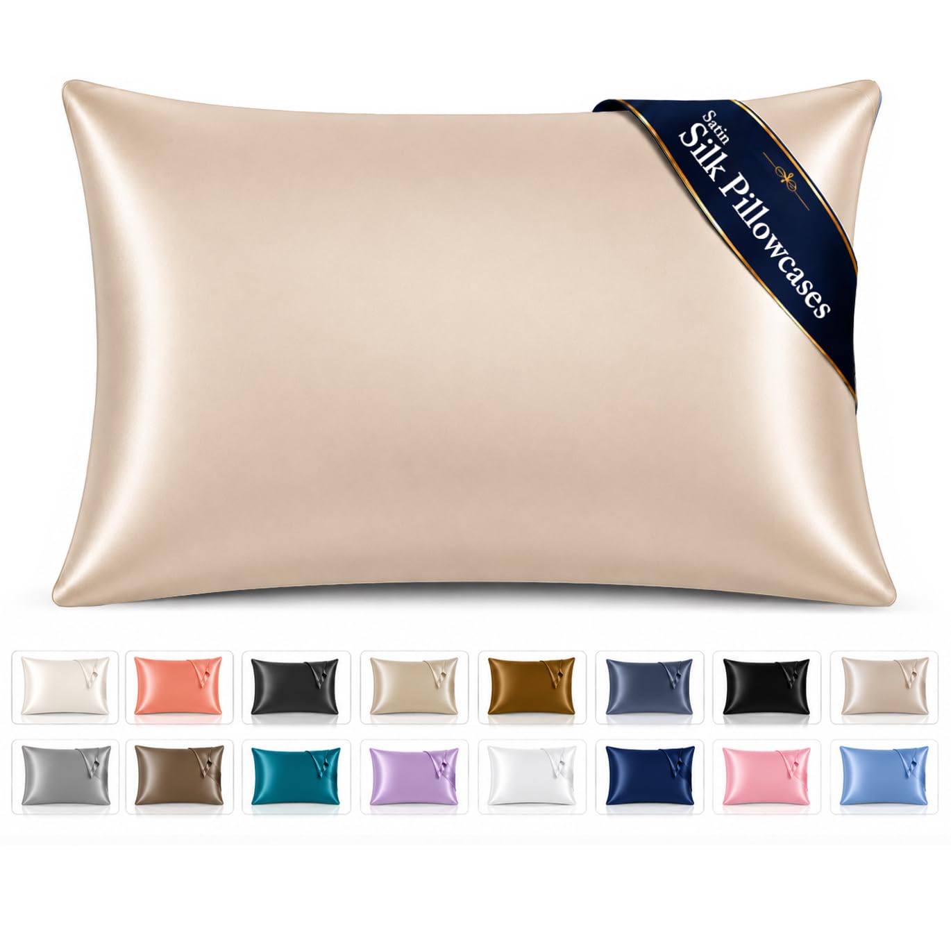 Pamposh Satin Silk Pillowcases For Hair And Skin 4 Pack Standard Size With Envelope Closure