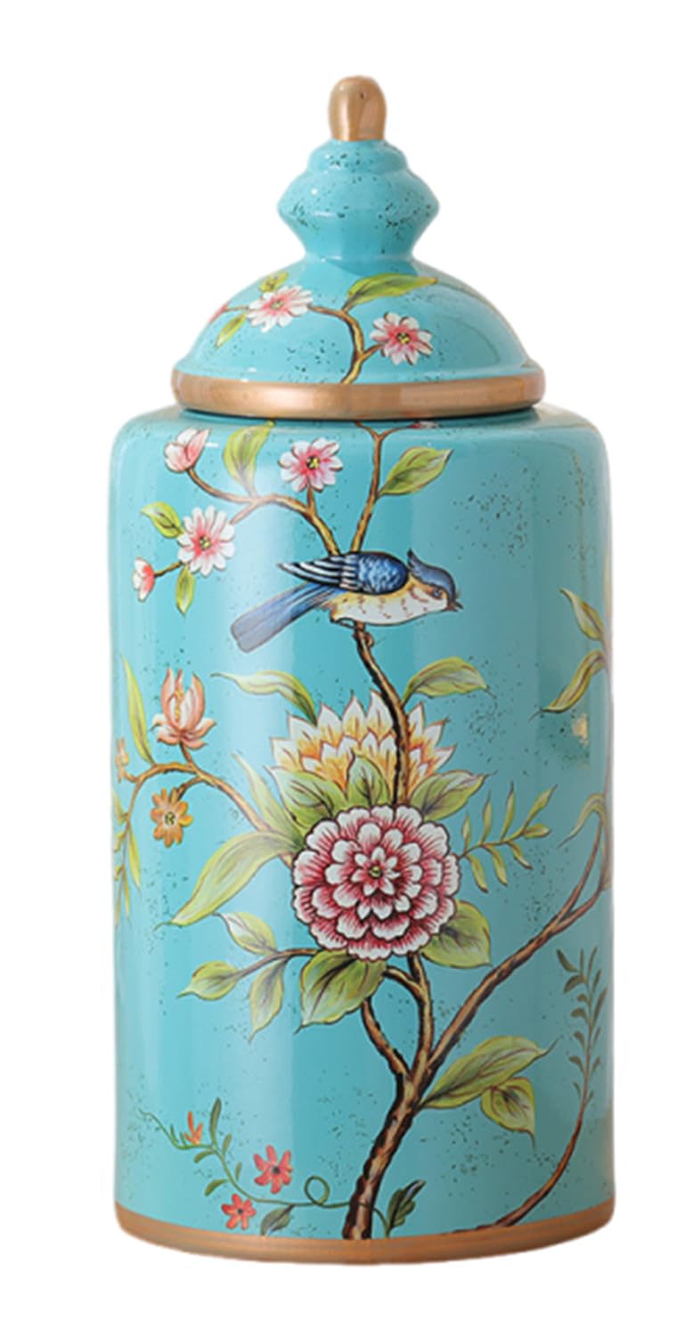 Jarrón decorativo porcelana tapa, tarro jengibre almacenamiento cocina.