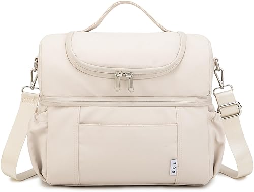 Miniatura 10 de NOL Natural Organic Lifestyle Lonchera para adultos, bolsa de almuerzo aislada grande de doble compartimento, hielera, ligera, de nailon, Verde(Amy