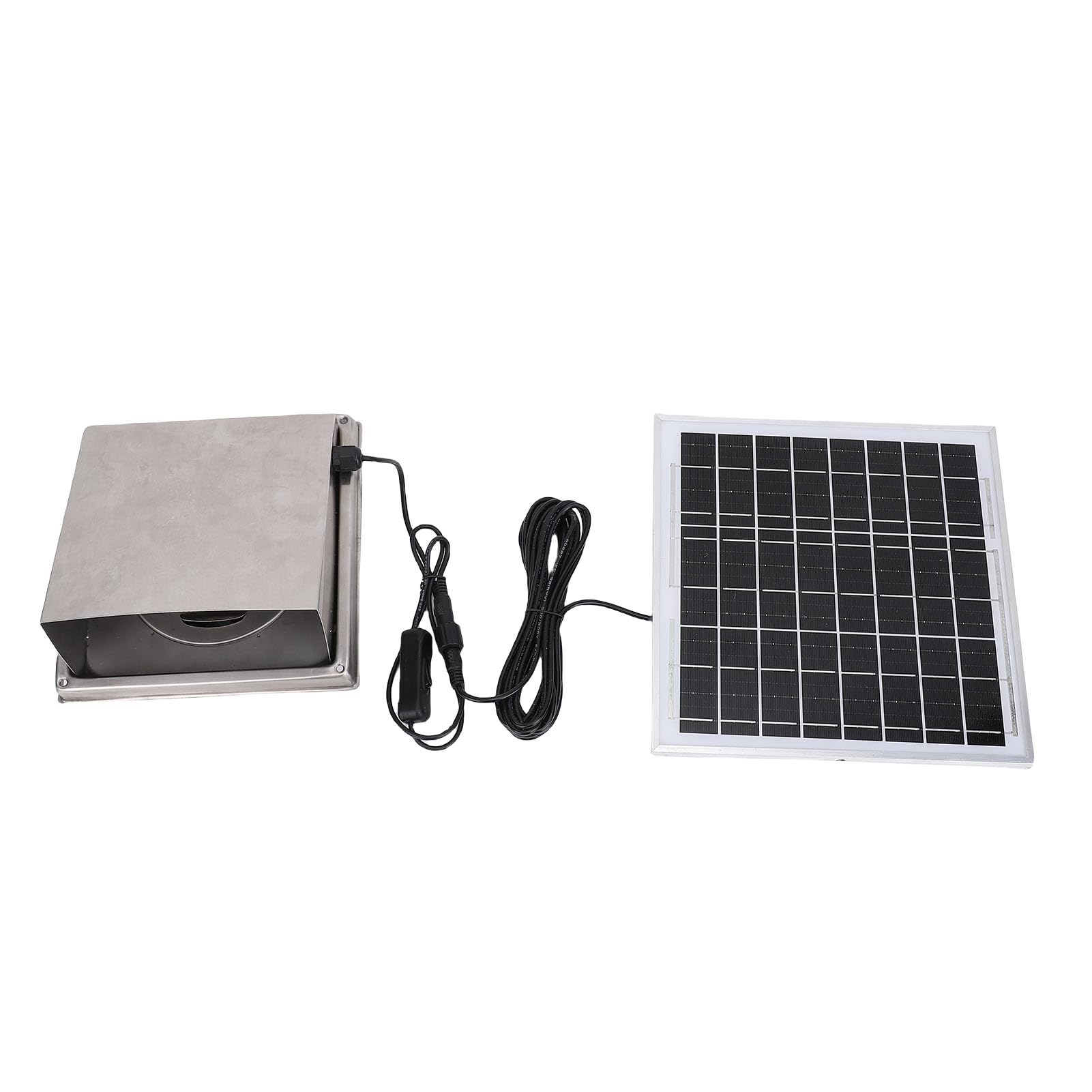 Rengue Extractor de Aire Solar, Kit de Ventilador de Panel Solar de Acero Inoxidable de 12 V con Panel Monocristalino de 8 W, Ventilación con Campana de Lluvia IP67 para Cobertizo de Gallinero de