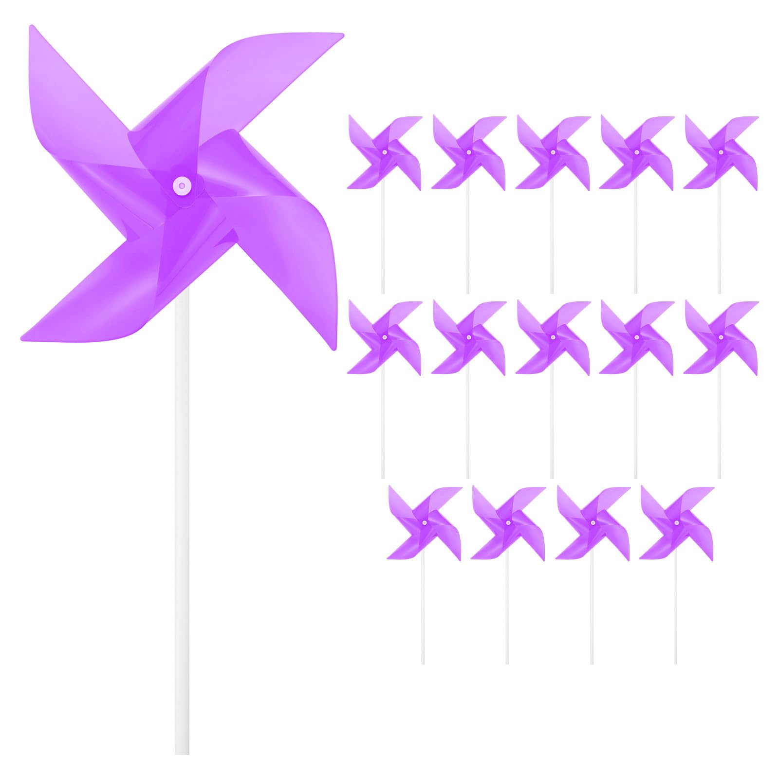 M METERXITY 15-Pack Rainbow Toy Wind Spinners 9.8 inch Plastic, Purple