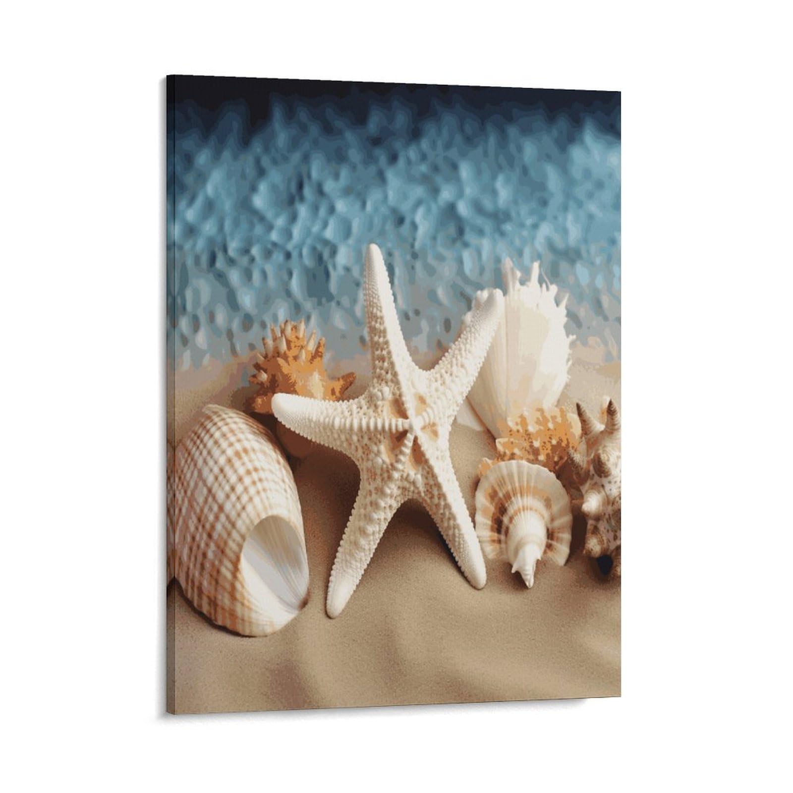 Adfgyerh Style Starfish Coral And Seashell Wall Art Framed,Canvas Prints Ready To Hang Home Decor,Canvas Wall Art For Living Room Hallway Office Wall Decor 16X20inch(41X51cm)