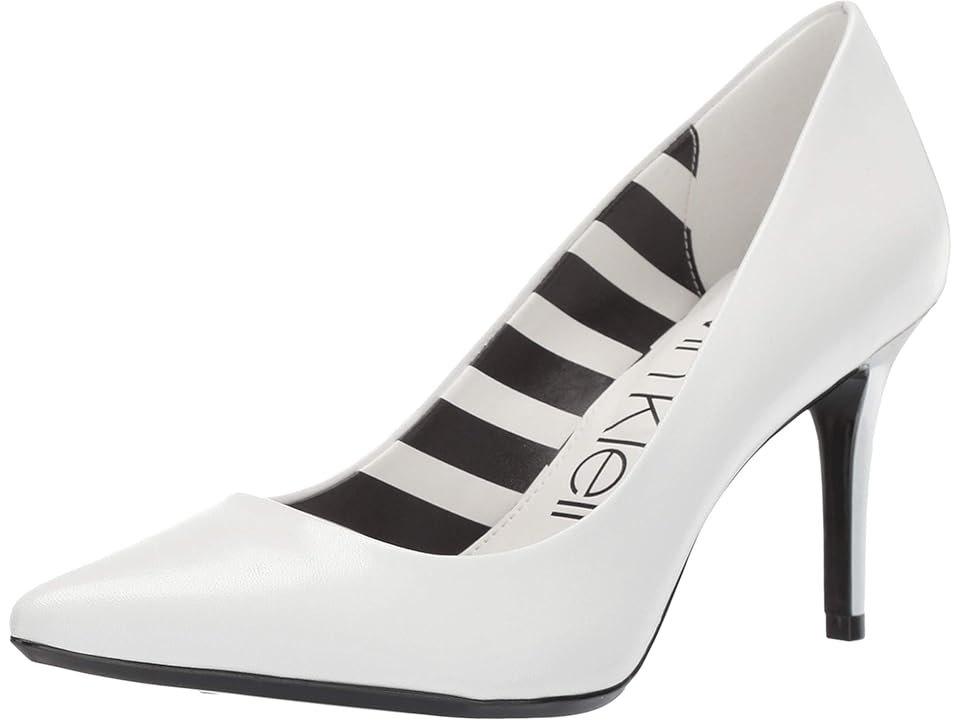 

Calvin Klein Gayle Pump (White Leather Stripes) High Heels