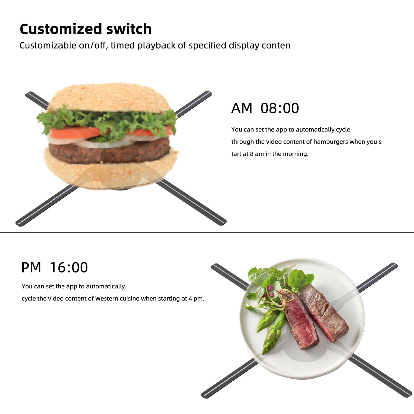 Hologramme 3D,Hologramme 3D Fan Projecteur Holographique avec Application WiFi et 700 vidéothèques - pour expositions, centres commerciaux,hélice holographique… (70CM(APP+WIFI+Bluetooth+Remote))