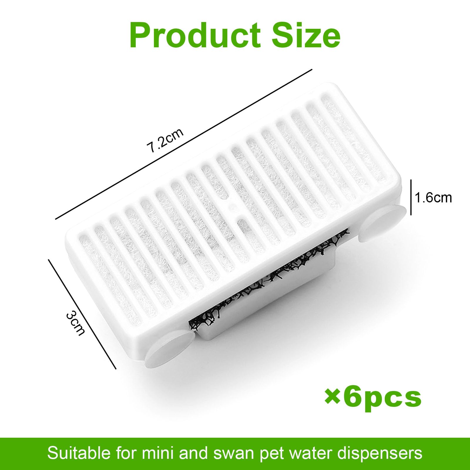ANBOO 6 sztuk filtrów w kształcie litery T, do fontanny wodnej, do mini i łabędzia, dla zwierząt domowych, filtr T do Pioneer, zwierząt domowych, pióro wieczne