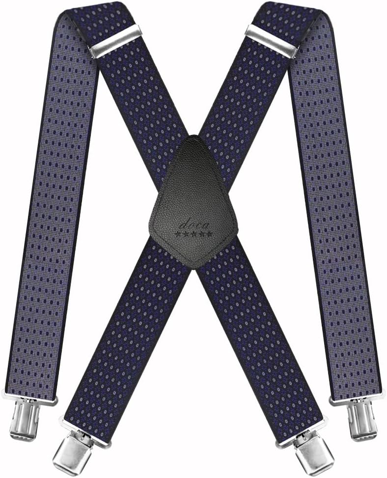 DOCA Braces for Men, X Shaped, 5 cm Wide, Adjustable and Elastic with a Very Strong Clip, Braces X-Shape Long for Men and Women Trousers