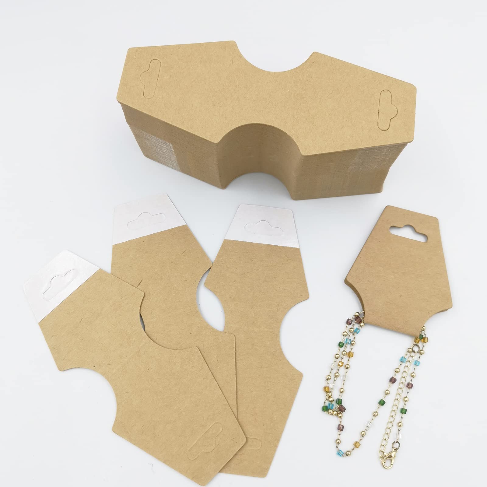 200 Piezas Tarjetas de Exhibición de Collar Tarjetas de Exhibición de Pulsera,Autoadhesivo Tarjeta de Presentación de Embalaje de Joyería para Collares, Pulseras(Marrón)