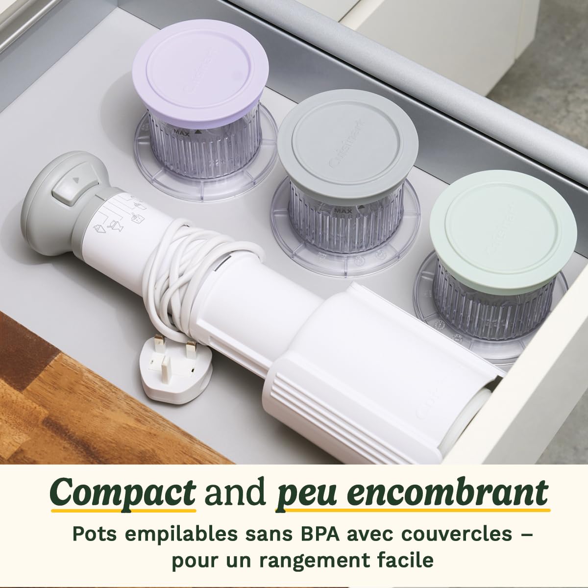 Cuisinart Freeze Wand® Sorbetière | Inclus : 3 pots à dessert de 240 ml | 5 programmes : Glace, Sorbet, Milkshake, Granité, Mélanges | riche en protéines, sans produits laitiers, végan