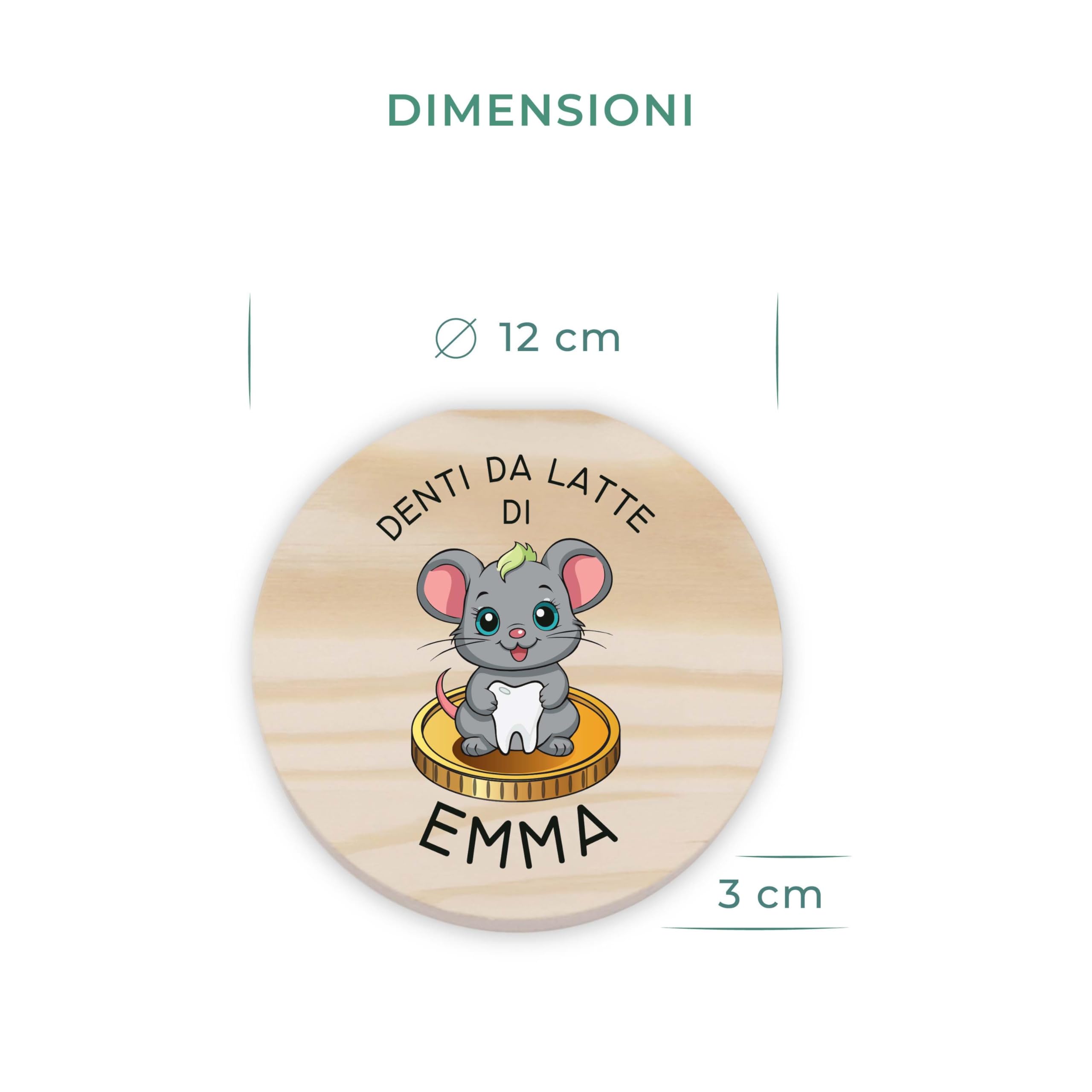 LAUBLUST Scatolina dei dentini personalizzata con nome – Scatola in legno con il topolino dei denti | Regalo per bambini e bambine – Scatola per denti da latte con pinzetta – Ricordo d’infanzia