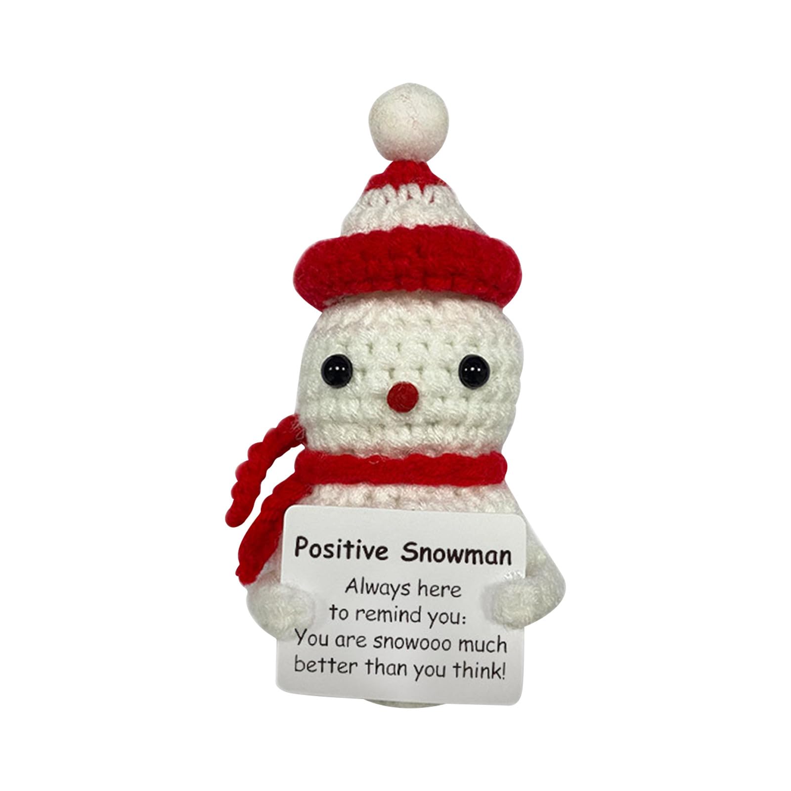 Emotional Support Nuggets Positive Crochet Animals Mini Inspirational Emotional Uplifting Plush Support Gift Cute Christmas Stocking Stuffer for Friend Daughter Son Small Birthday Gifts (Snowman)