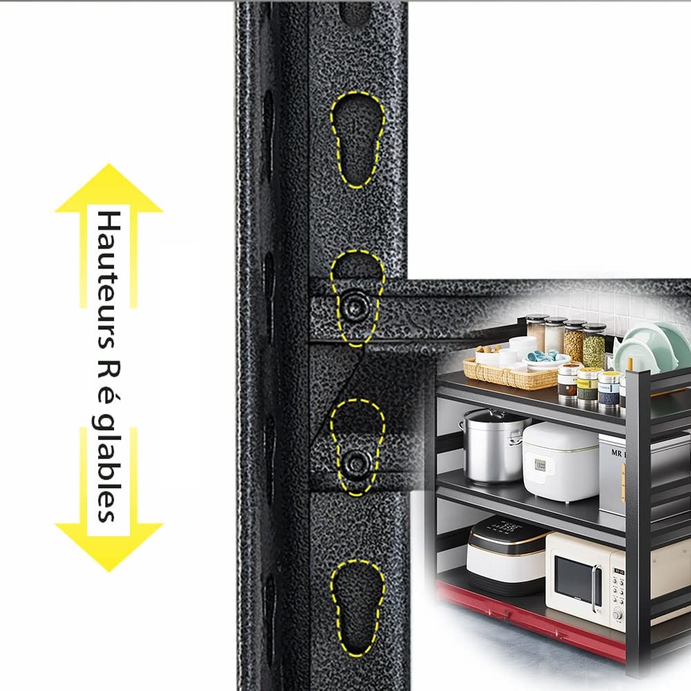 Scaffali cucina/Home Scaffale metallo per carichi pesanti con 3 Livelli/MAX 450KG/Scaffali in metallo per garage come scaffali per ripostiglio o officina L.80/90/100/120cm Nero ( Size : 24x12x32 in/60