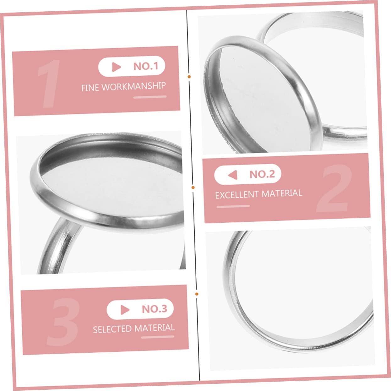 Lot De 20 Supports De Bague En Acier Inoxydable - Plateau Réglable Pour Fabrication Bijoux DIY, Création Avec Cabochons