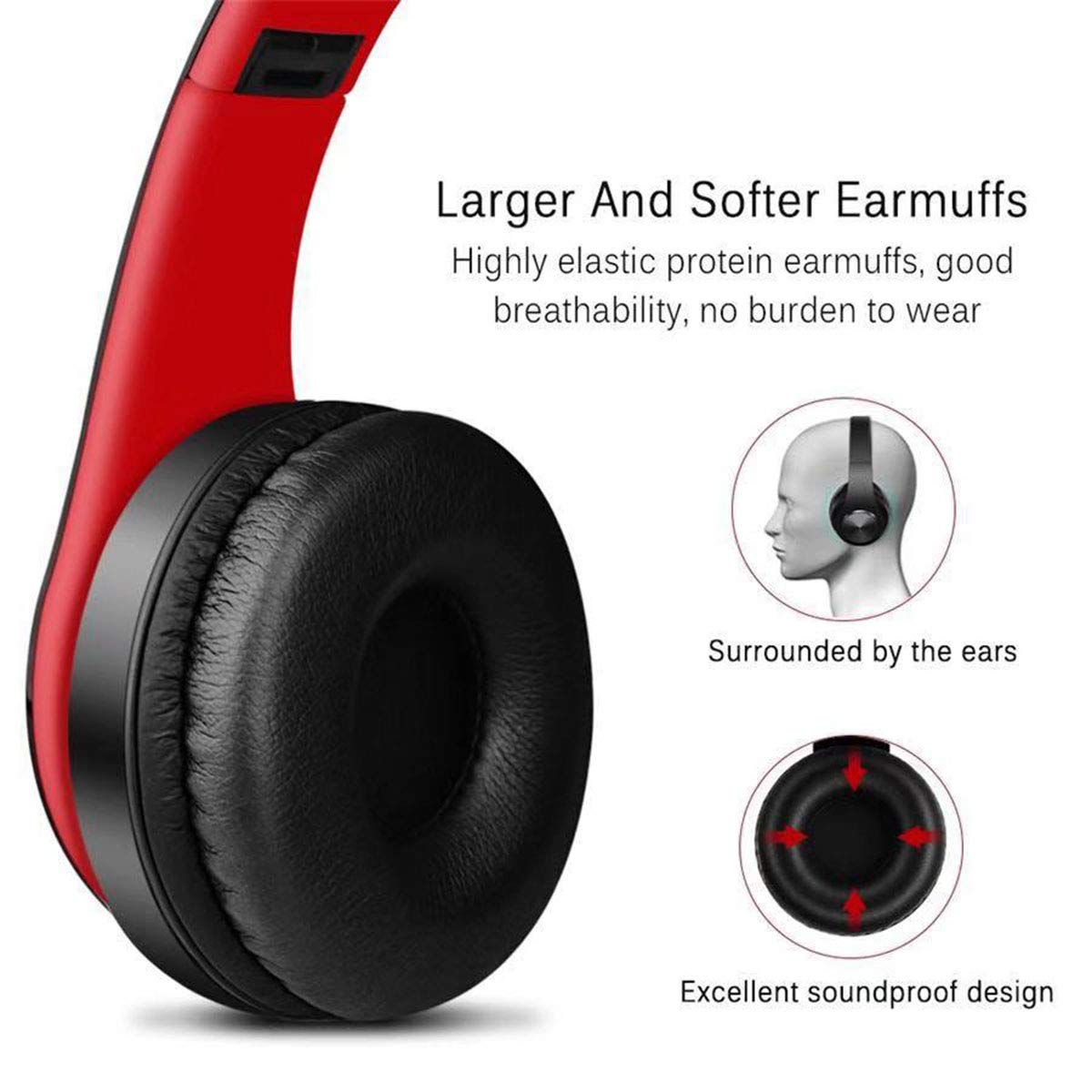 Cuffie Bluetooth 5.1 Wireless Over Ear, HiFi Stereo Con Microfono E Ingresso 3.5 Mm, Pieghevoli Nere
