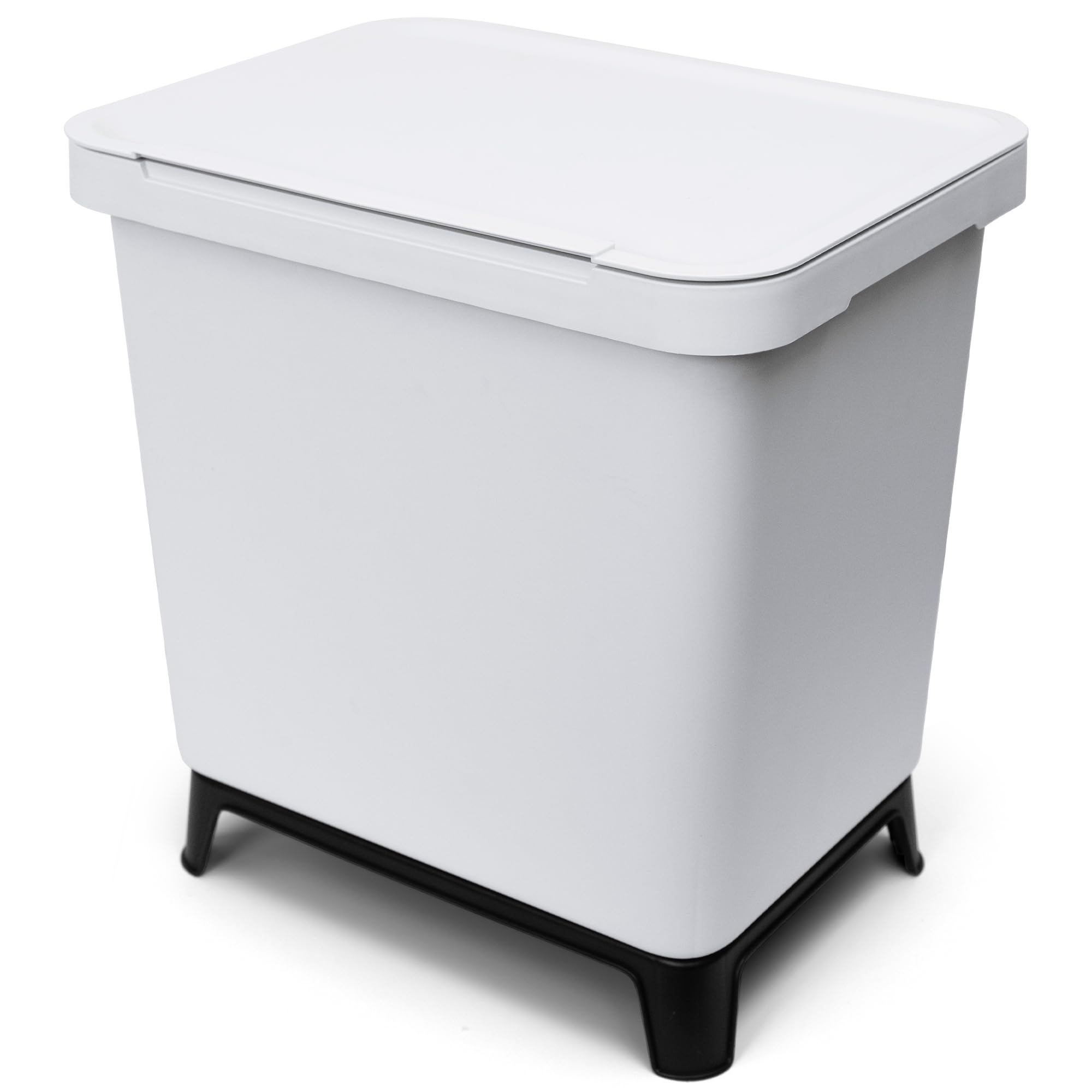 YourCasa Mülleimer Küche 2 Fächer [20L] im exklusiven Design - Mülltrennsystem mit Deckel und Fuß - Abfalleimer groß mit 2x10L herausnehmbaren Eimern Küchenabfalleimer recycling (Hellgrau, 20 Liter)