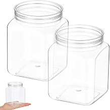 26oz/750ml Square Jar, 2Pcs Clear Plastic Jars with Screw Lids