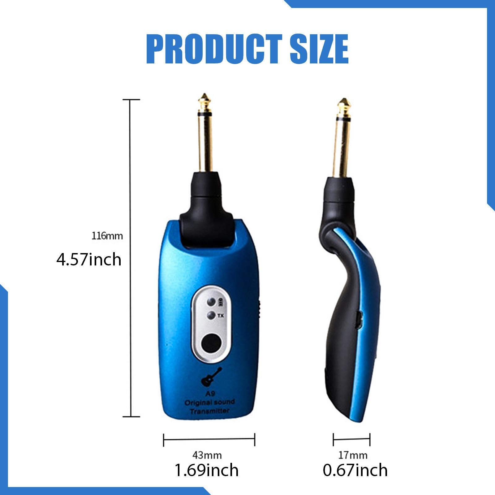 Transmetteur Récepteur Sans Fil Kit Émetteur Récepteur Guitare Électrique Accessoires Musicaux Rechargeables Fonction Plug And Play Transmission, Bleu