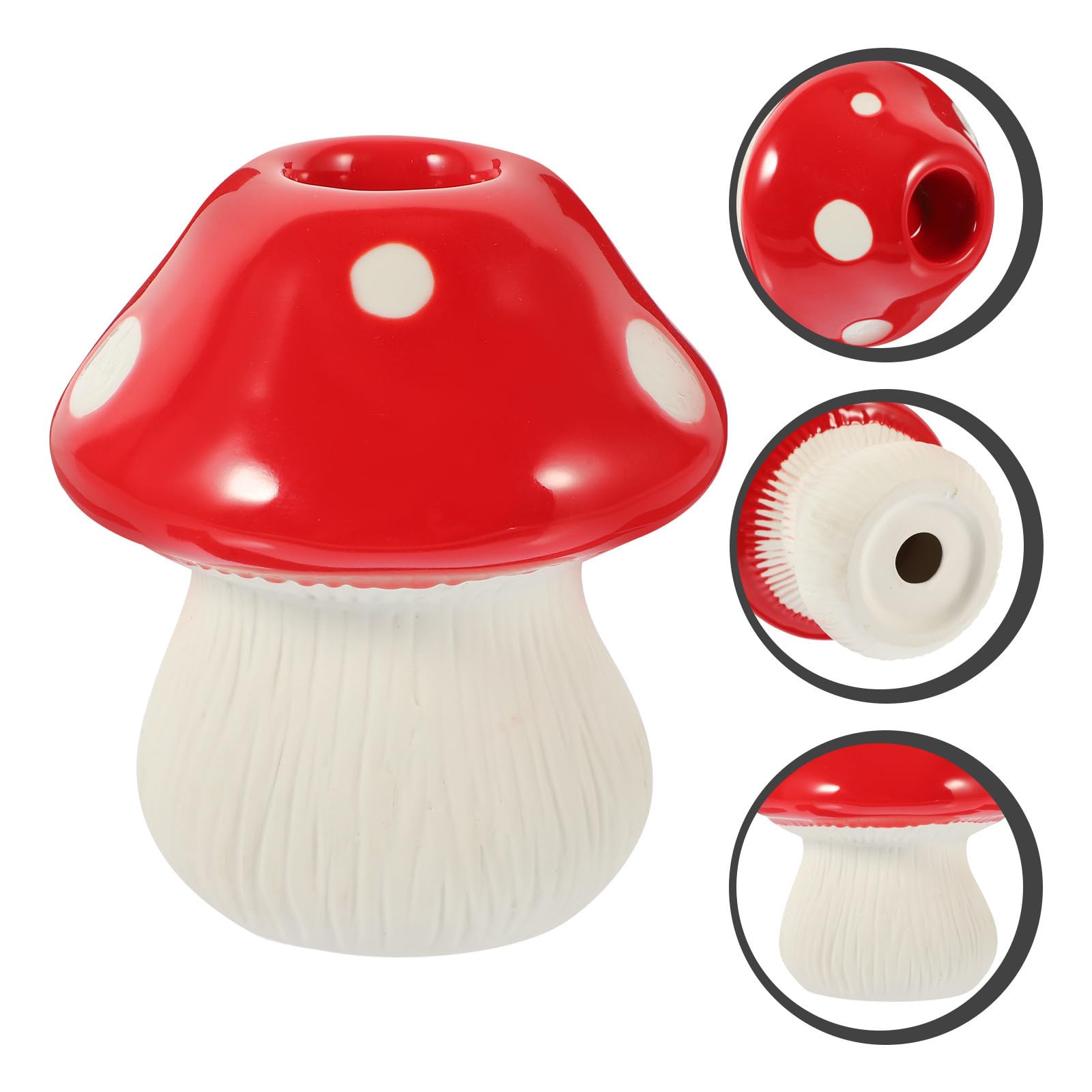 Didiseaon 3 Piezas Candelabro en Forma de Hongo de Cerámica Roja para Mesa