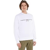 Tommy Hilfiger Uomo Felpa Tommy Logo Senza Cappuccio, Bianco (White), XL
