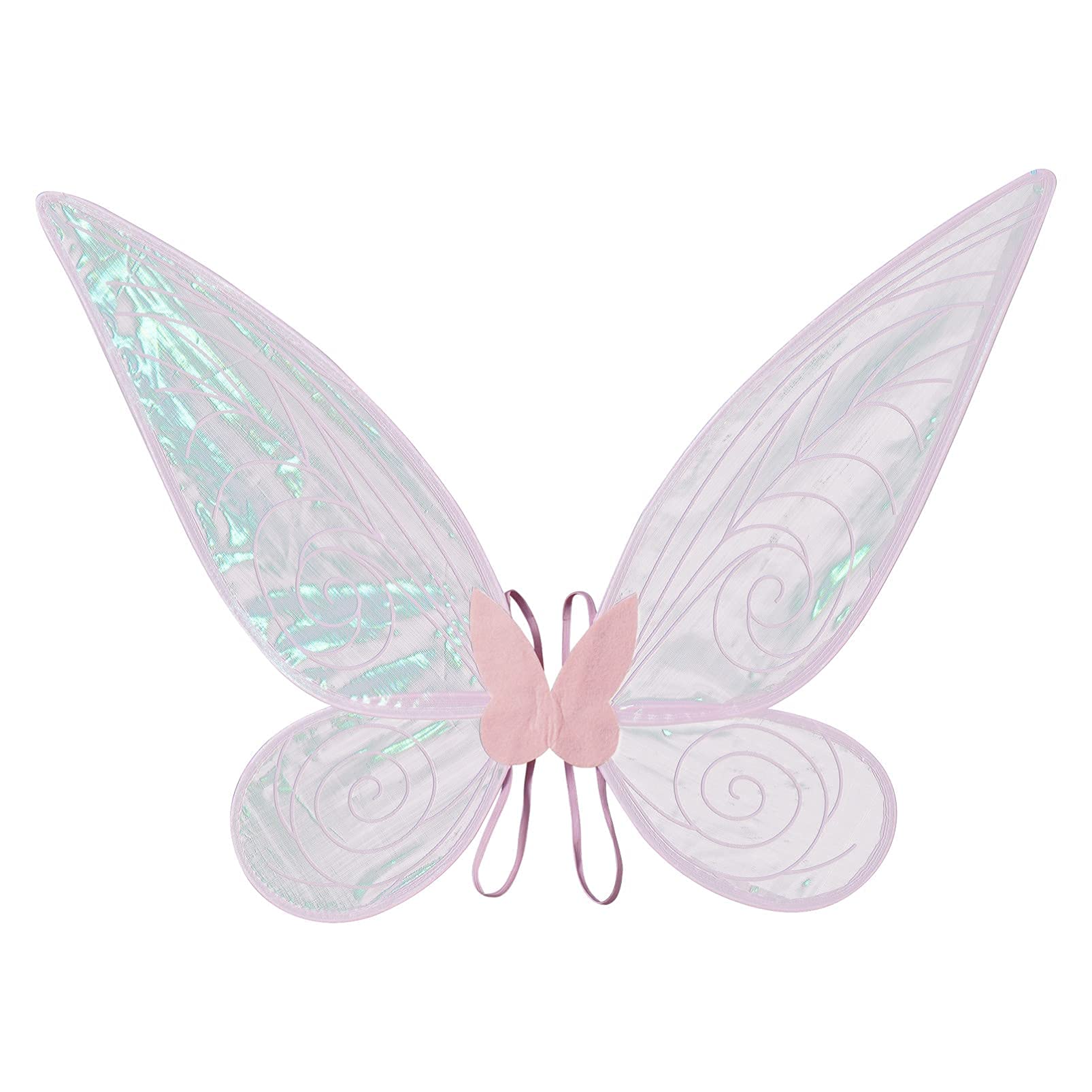 ELECDONKids Girls Sparkling Sheer Angel Wings with Elastic Shoulder Straps Fairy Cosplay Costume for Dress Up Party (Pink One Size)