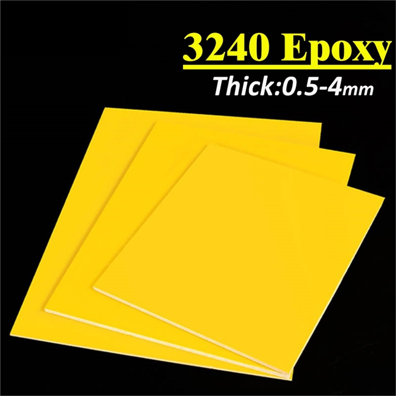 Tablero aislante de resina de hoja epoxi amarilla 3240, aislamiento estable 2 piezas for proyectos eléctricos(200x200x3mm)