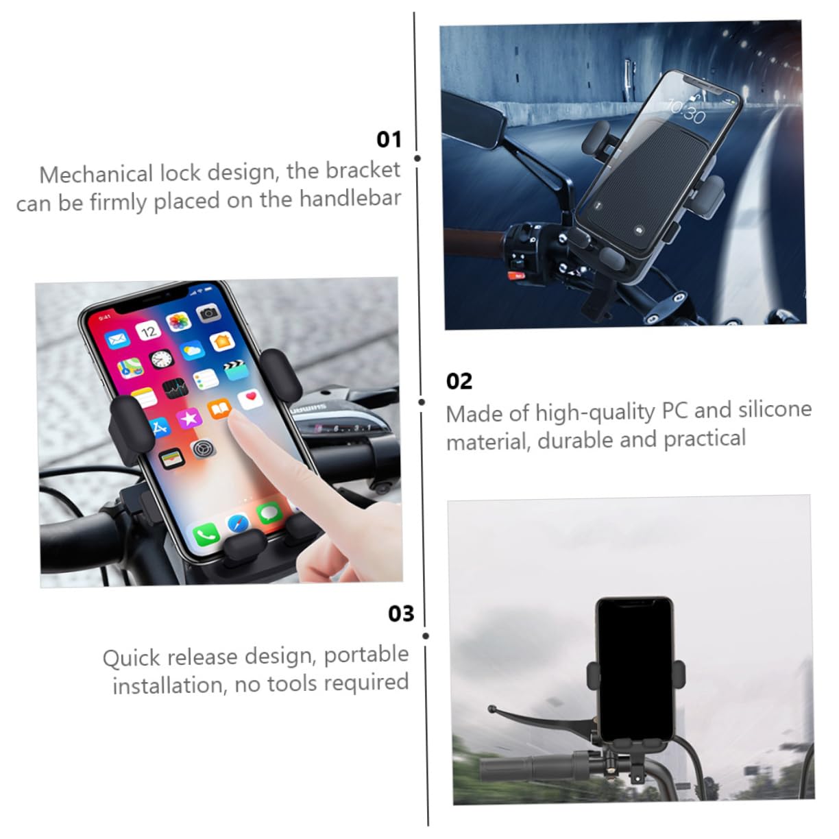 ULTECHNOVO 3 Pezzi Supporto Per Cellulare in Silicone Abs Supporto Girevole Per Smartphone Per Bici