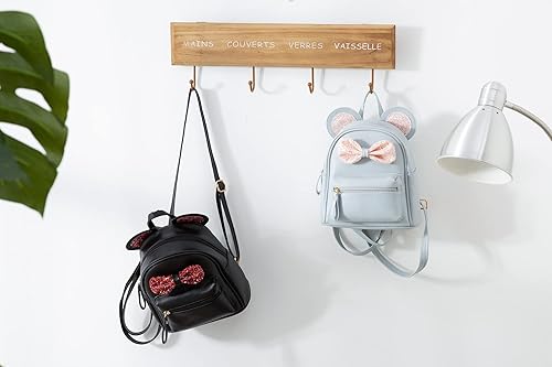 Miniatura 6 de Sunwel Fashion Mini mochila con orejas de ratón y lazo de lentejuelas para niñas adolescentes con pompón (azul claro)