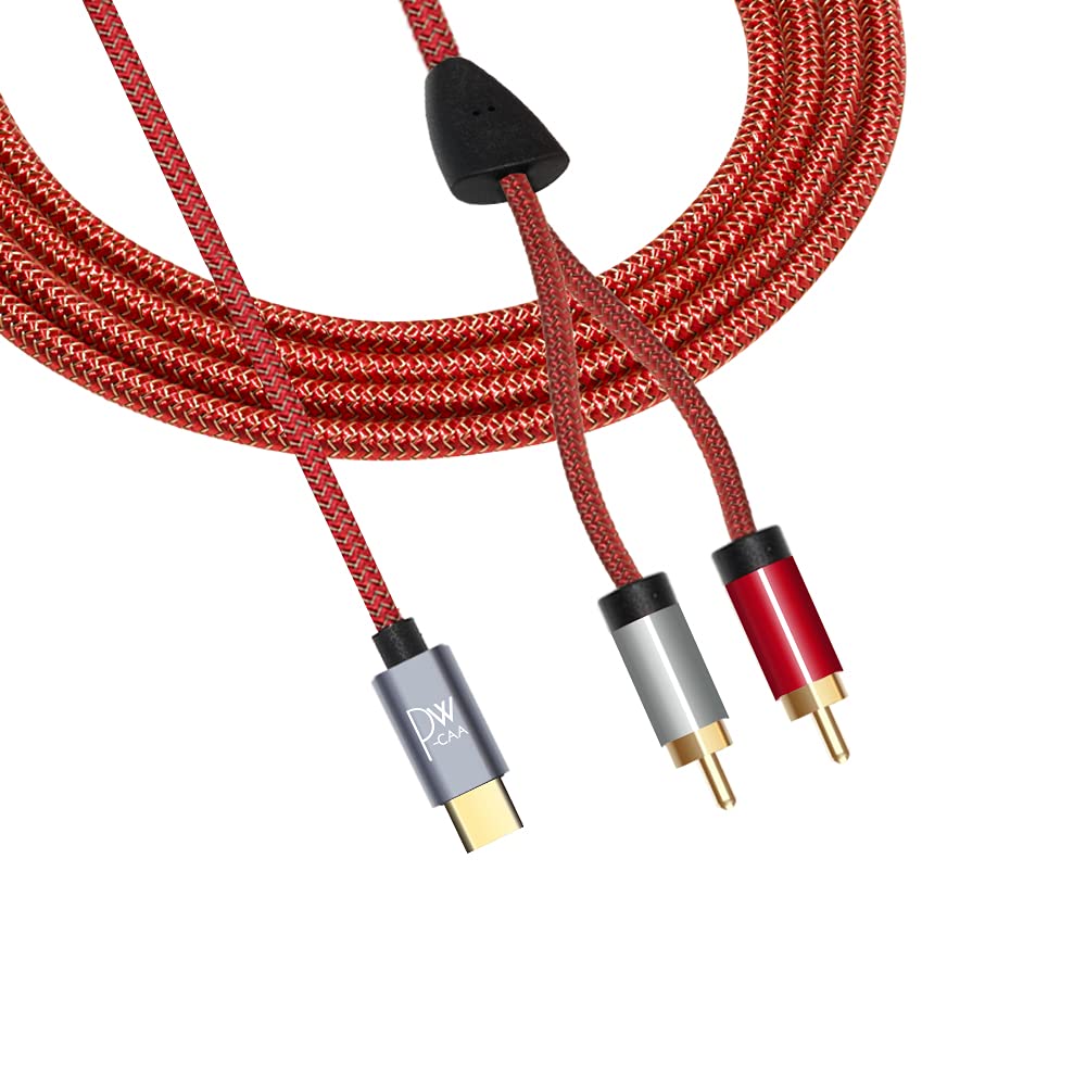 Photo 1 of 2 pck**PW-CAA USB Type c to Dual RCA Cable Type-C to 2 Male RCA Cable USB c to RCA Audio adpater Converter for Amplifier Speaker-6FT/1.83M 6 Feet