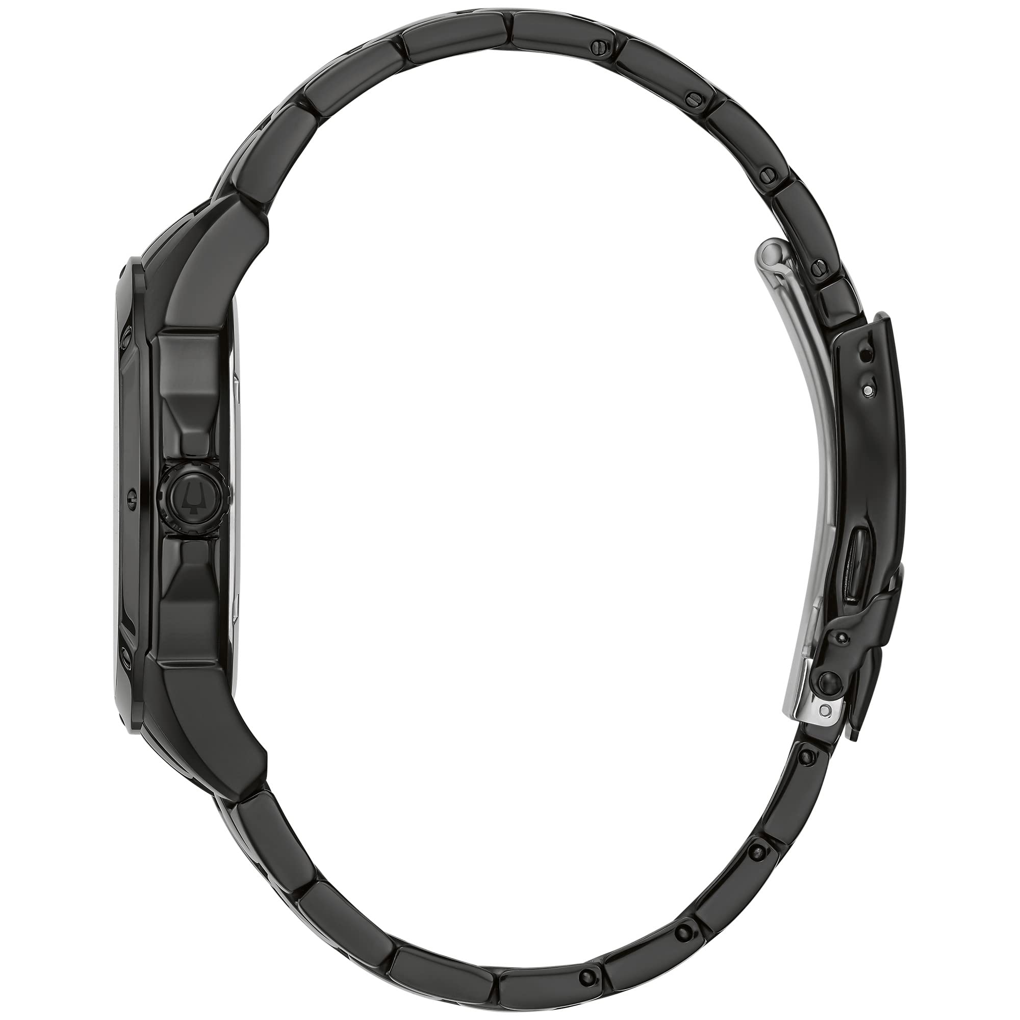 Bulova Men's Classic Dress 6-Hand Multi-Function Day/Date Quartz Watch, Black Patterned Dial, 43mm