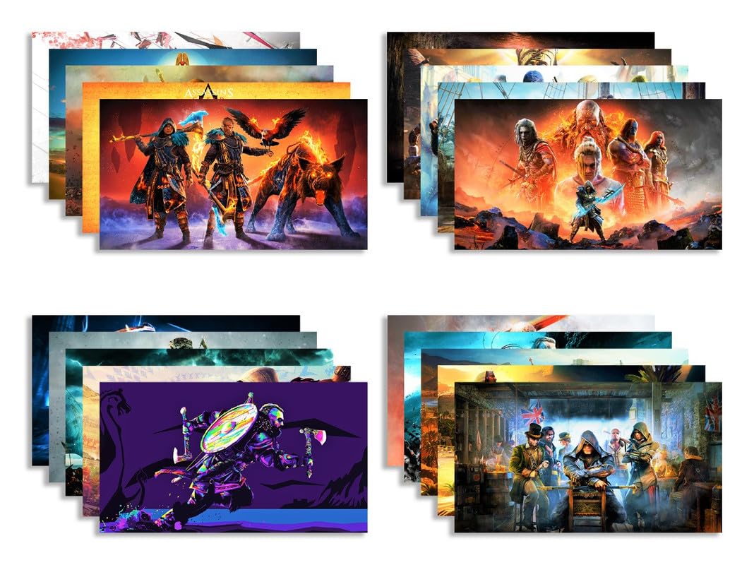 Assassin's creed 300 Gsm HQ Gaming Posters, Large (Pack of 20) A4 Size 11.7 * 8.3 Inch, Thick Paper, Water Resistant, Available in both glossy and matte