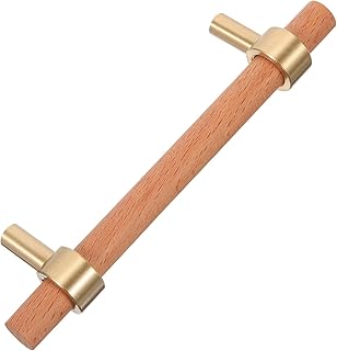 Luxshiny Solid Beech Wood Cabinet Door Handle Distance Furniture Pull for Wardrobe Cupboard Rustic Natural Finish Easy DIY Installation