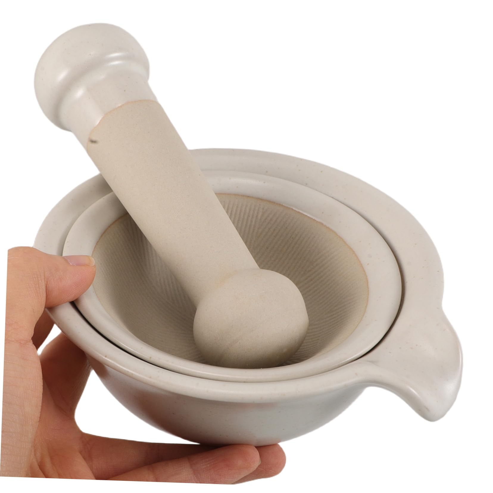 Japanische Keramik Babybrei Stampfschüssel mit Stampfer, 1 Satz | Beige, Handbetriebene Zubereitung, für Zuhause und Unterwegs, Leicht zu Reinigen, Glatte Breiverarbeitung