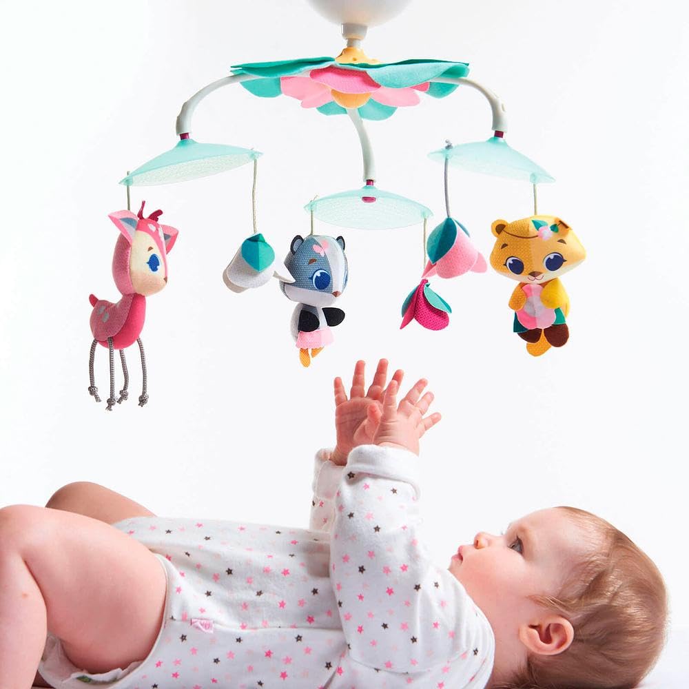 Tiny Love Soothe'n Groove Móvil, Móvil Cuna Bebé Musical 2en1,0+ Meses, Convertible en Caja Música Portátil, Estimulación Visual,18 Melodías,40 Minutos Música Continua,Tiny Princess Tales
