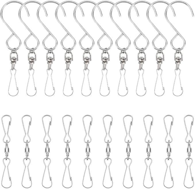 ManYing 20 Pcs Dual Swivel Hooks Clips Metal Wind Spinner Swivel Hooks