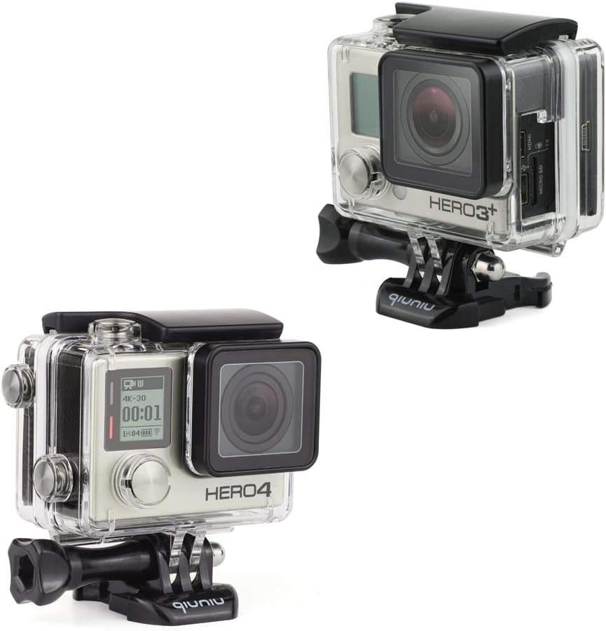 Side Open Protective Skeleton Housing Case with LCD Touch Backdoor and BacPac Backdoor for Extended LCD Screen or Expansion Battery - Compatible with GoPro Hero 4, 3, and 3+ - Transparent Clear