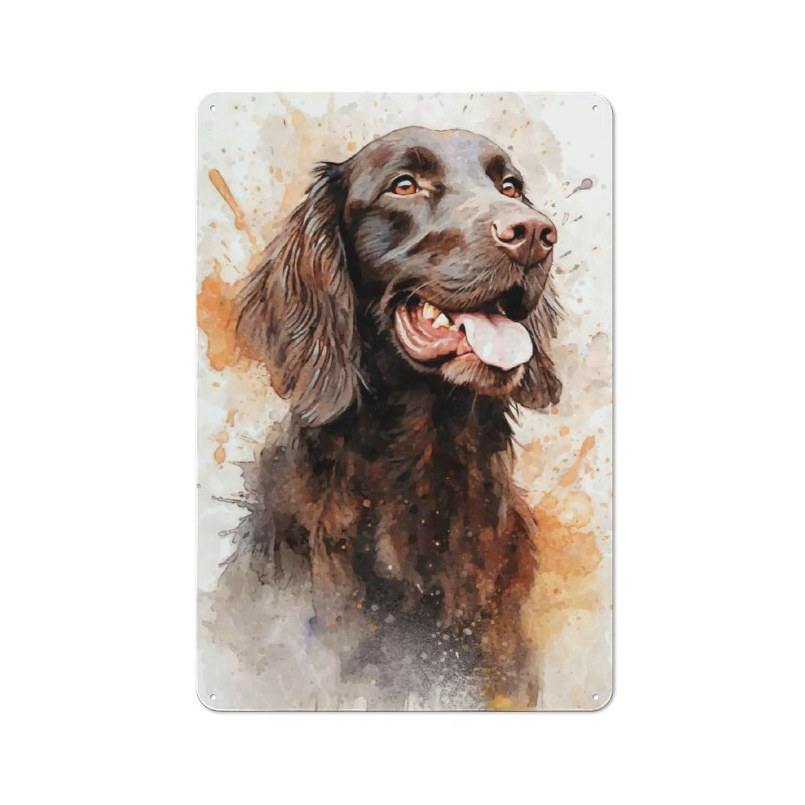 Junmoney Brown Flatcoated Retriever For Café Or Restaurant, Vintage Metal Sign 30X20cm, For Vintage Wall Decor Fans, For Cafés, Pubs And Restaurants