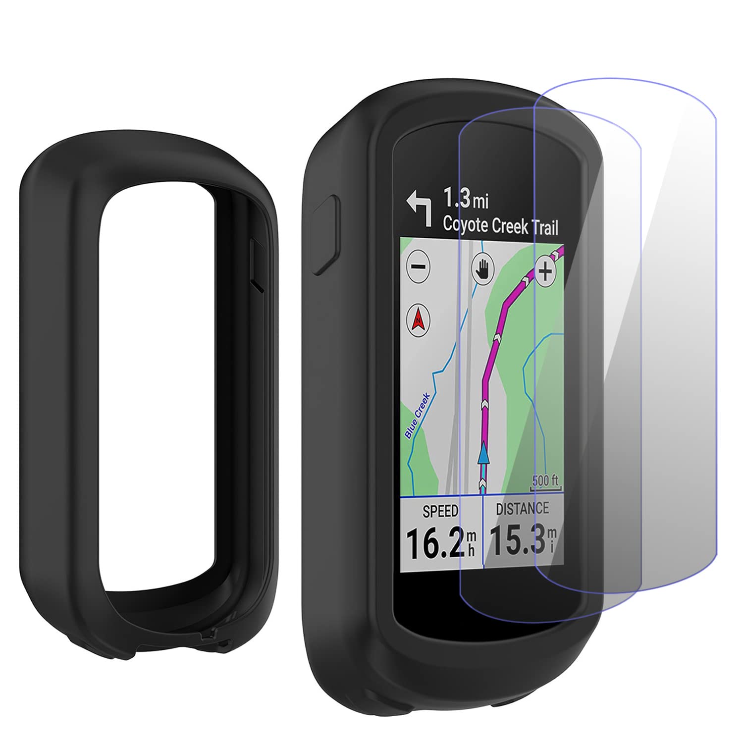 Moorovgi Tempered Glass Screen Protector + Case Compatible with Garmin Edge Explore 2