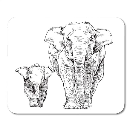 Mouse Pad Esquisse Esquisse Mere Elephant Et Veau Qui Marche Animal En Asie Bebe Tapis De Souris 25x30cm Amazon Fr Informatique